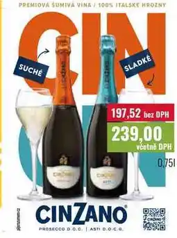 Ratio CINZANO PROSECCO D.O.C nabídka