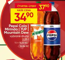 Hruška Pepsi Cola Mirinda 7UP Mountain Dew nabídka
