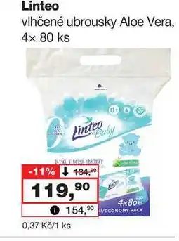 Barvy a laky drogerie Linteo vlhčené ubrousky Aloe Vera, 4x 80 ks nabídka