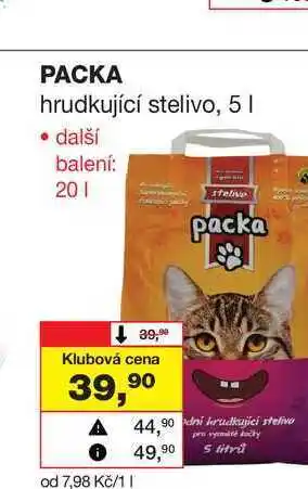 PACKA hrudkující stelivo