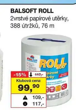 Barvy a laky drogerie BALSOFT ROLL 2vrstvé papírové utěrky, 388 útržků, 76 m nabídka