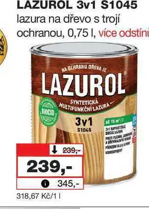 Barvy a laky drogerie LAZUROL 3v1 S1045 lazura na dřevo s trojí ochranou nabídka