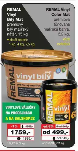 Barvy a laky drogerie REMAL Vinyl Bílý Mat prémiový bílý malířský nátěr nabídka