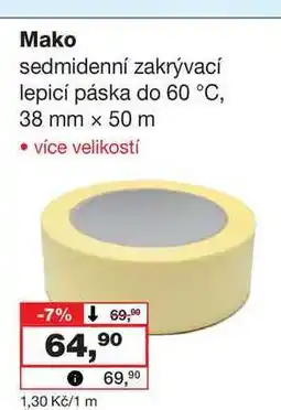Barvy a laky drogerie Mako sedmidenní zakrývací lepicí páska do 60 °C, 38 mm x 50 m nabídka
