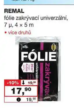Barvy a laky drogerie REMAL fólie zakrývací univerzální, 7μ, 4 x 5 m nabídka