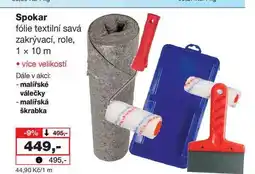 Barvy a laky drogerie Spokar fólie textilní savá zakrývací, role, 1 x 10 m nabídka