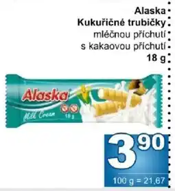 Jip Alaska kukuřičné trubičky mléčnou příchutí s kakaovou příchutí nabídka