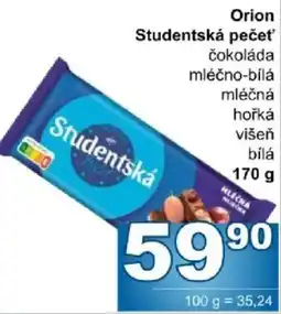 Jip Orion studentská pečeť čokoláda mléčno-bílá mléčná hořká višňová bílá nabídka