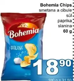 Jip Bohemia chips smetana a cibule sůl paprika slanina nabídka