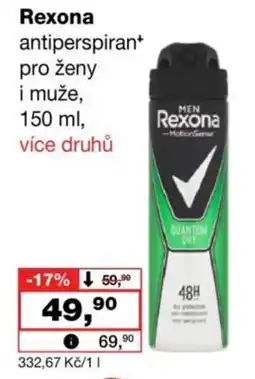 Barvy a laky drogerie Rexona antiperspirant pro ženy i muže nabídka
