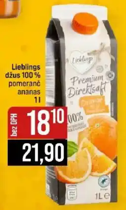 Jip Lieblings džus 100 % pomeranč ananas nabídka