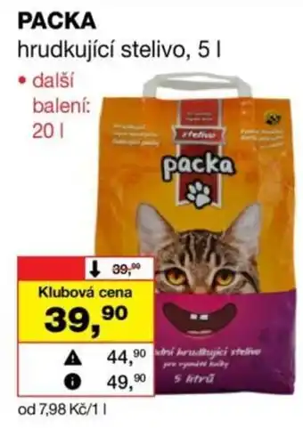 Packa hrudkující stelivo