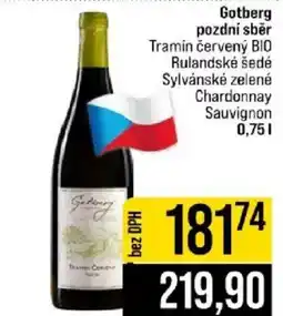 Jip Gotberg pozdní sběr Tramin červený BIO Rulandské šedé Sylvánské zelené Chardonnay Sauvignon nabídka