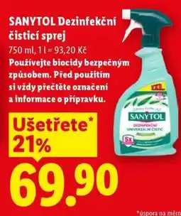 Lidl SANYTOL DEZINFEKČNÍ ČISTICÍ SPREJ nabídka