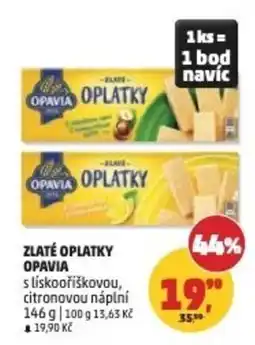 Penny Market Opavia zlaté oplatky s liskovým a citronovou náplní nabídka