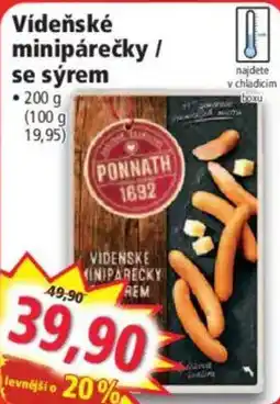 Norma Ponnath vídeňské minipárečky se sýrem nabídka