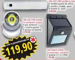 Norma 3W LED COB svítidlo se senzorem, kulaté nabídka