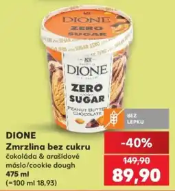 Kaufland Dione zmrzlina bez cukru čokoláda & arašídové máslo/cookie dough nabídka
