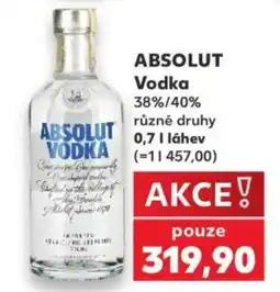 Kaufland Absolut Vodka 38%/40% nabídka