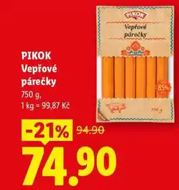 Lidl PIKOK Vepřové párečky nabídka