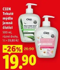 Lidl CIEN Tekuté mýdlo jemně čisticí nabídka