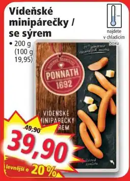 Norma Vídeňské minipárečky se sýrem nabídka