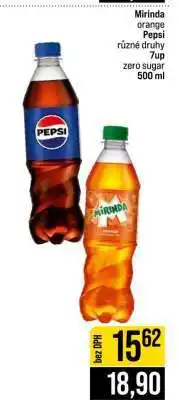 Jip Mirinda orange, Pepsi, různé druhy, 7up, zero sugar nabídka