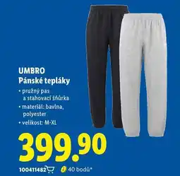 Lidl UMBRO Pánské tepláky nabídka