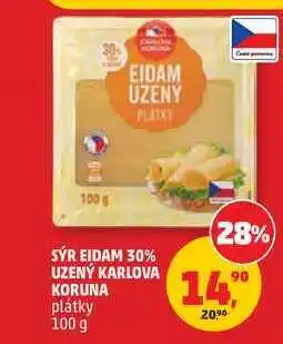 Penny Market SÝR EIDAM 30% UZENÝ KARLOVA KORUNA plátky nabídka