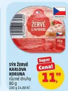 Penny Market SÝR ŽERVÉ KARLOVA KORUNA různé druhy nabídka