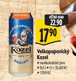 Albert Velkopopovický Kozel nealko nabídka
