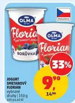 Penny Market JOGURT SMETANOVÝ FLORIAN vybrané druhy nabídka