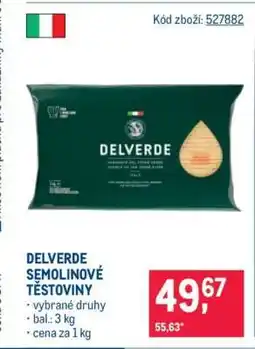Makro Delverde semolinové těstoviny nabídka