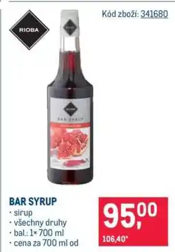 Makro Bar syrup nabídka