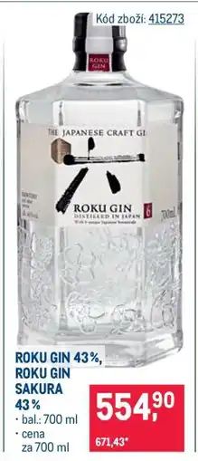Makro ROKU GIN 43%, ROKU GIN SAKURA 43 % nabídka