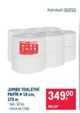 Makro JUMBO TOALETNÍ PAPÍR Ø 19 cm, 170 m nabídka