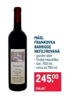 Makro MÁDL FRANKOVKA BARRIGUE NEFILTROVANÁ nabídka