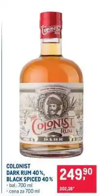 Makro COLONIST DARK RUM 40 %, BLACK SPICED 40 % nabídka