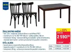 Makro ŽIDLE BISTRO HNĚDÁ nabídka