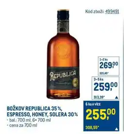 Makro BOŽKOV REPUBLICA 35 % ESPRESSO, HONEY, SOLERA 30 % nabídka