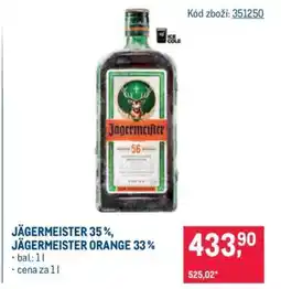 Makro JÄGERMEISTER 35 %, JÄGERMEISTER ORANGE 33 % nabídka