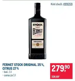 Makro FERNET STOCK ORIGINAL 35 %, CITRUS 27 % nabídka
