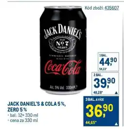 Makro JACK DANIEL'S & COLA 5 %, ZERO 5 % nabídka