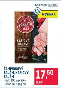 Makro Žampionový salám, Kapiový salám nabídka