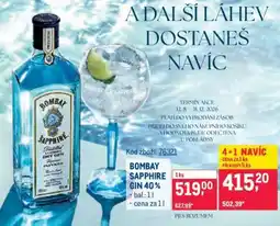 Makro Bombay Sapphire Gin 40 % nabídka