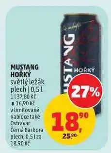 Penny Market MUSTANG HOŘKÝ světlý ležák plech 0,5 l nabídka