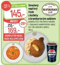 Globus Smažený vepřový řízek z kotlety s bramborovým salátem nabídka