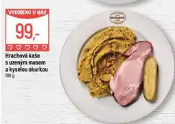 Globus Hrachová kaše s uzeným masem a kyselou okurkou nabídka