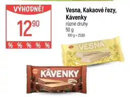Globus Vesna, Kakaové řezy, Kávenky nabídka