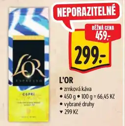 Albert L'OR zrnková káva nabídka